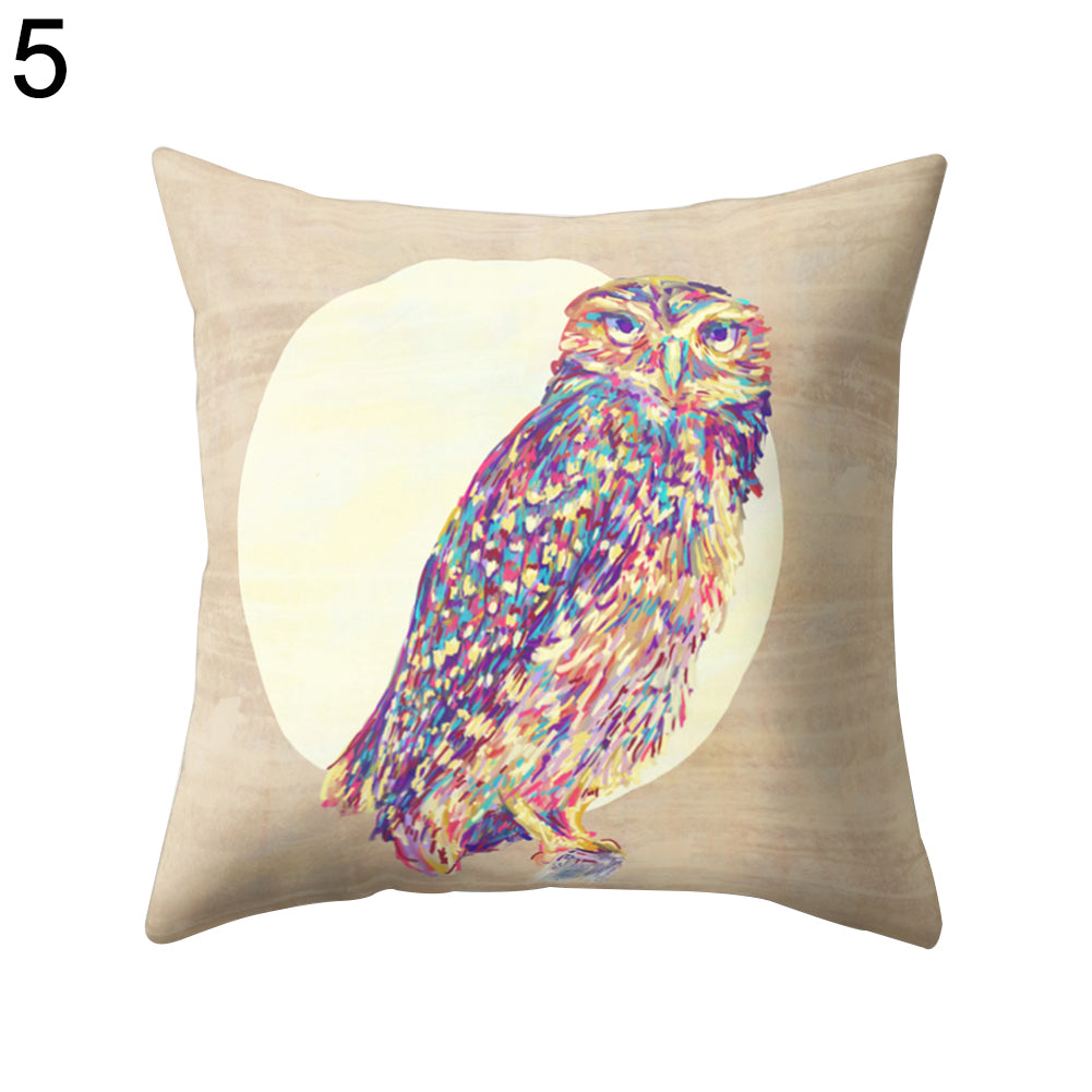 Cute Owl Animal Pillow Case Square Shape Cushion Cover Car Seat Sofa Decor