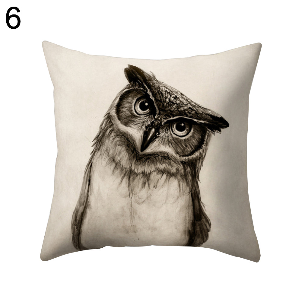 Cute Owl Animal Pillow Case Square Shape Cushion Cover Car Seat Sofa Decor