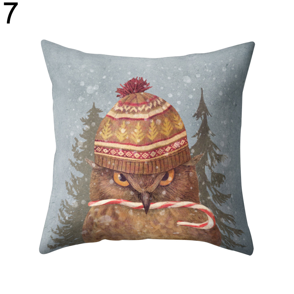 Cute Owl Animal Pillow Case Square Shape Cushion Cover Car Seat Sofa Decor