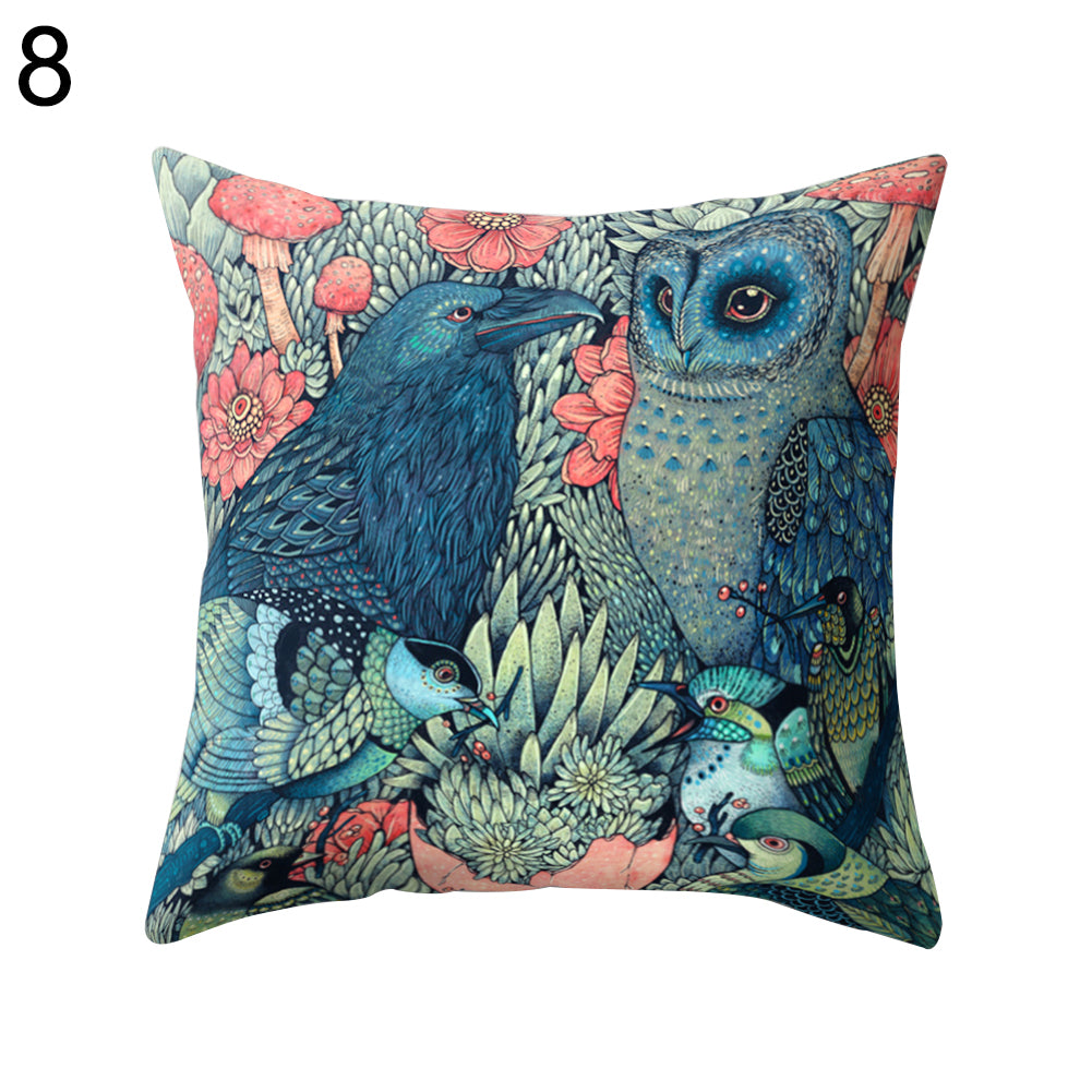 Cute Owl Animal Pillow Case Square Shape Cushion Cover Car Seat Sofa Decor