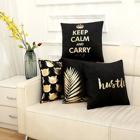 Fashion Bronzing Love Pattern Throw Pillow Case Cushion Cover Home Sofa Decor