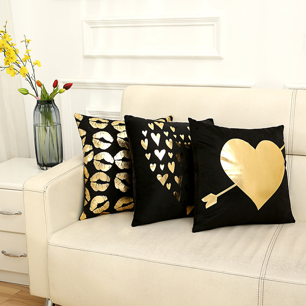 Fashion Bronzing Love Pattern Throw Pillow Case Cushion Cover Home Sofa Decor