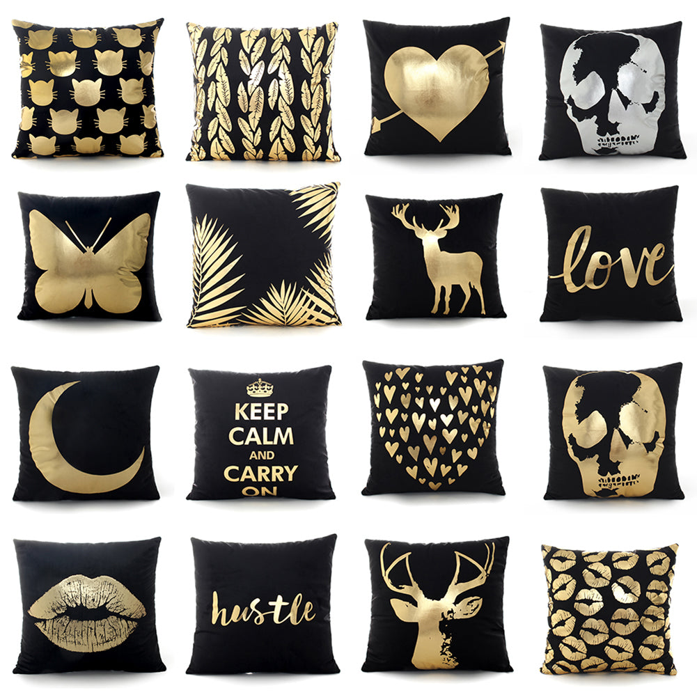 Fashion Bronzing Love Pattern Throw Pillow Case Cushion Cover Home Sofa Decor