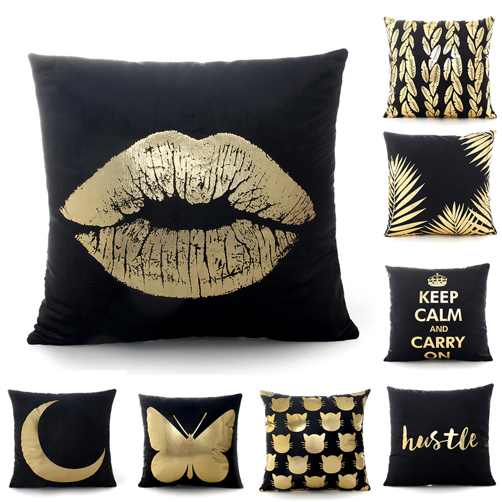 Fashion Bronzing Love Pattern Throw Pillow Case Cushion Cover Home Sofa Decor