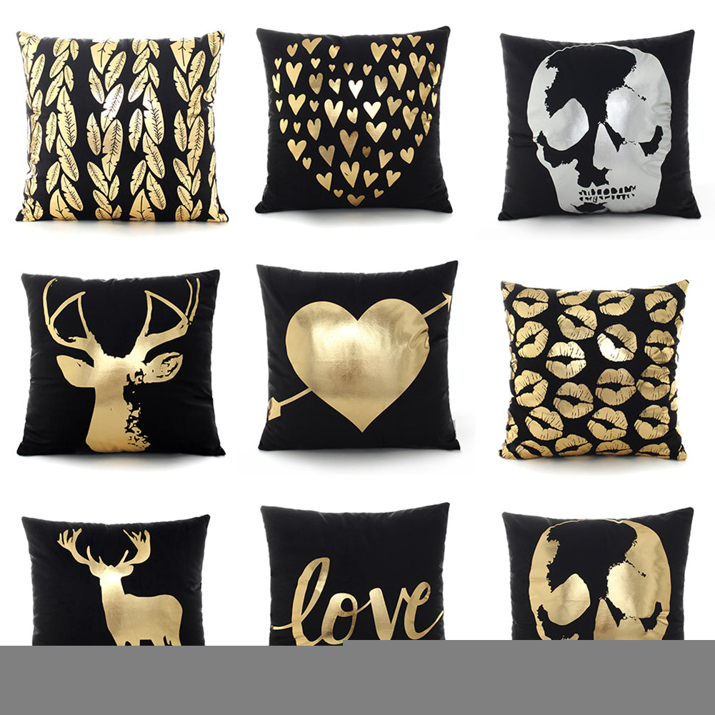 Fashion Bronzing Love Pattern Throw Pillow Case Cushion Cover Home Sofa Decor