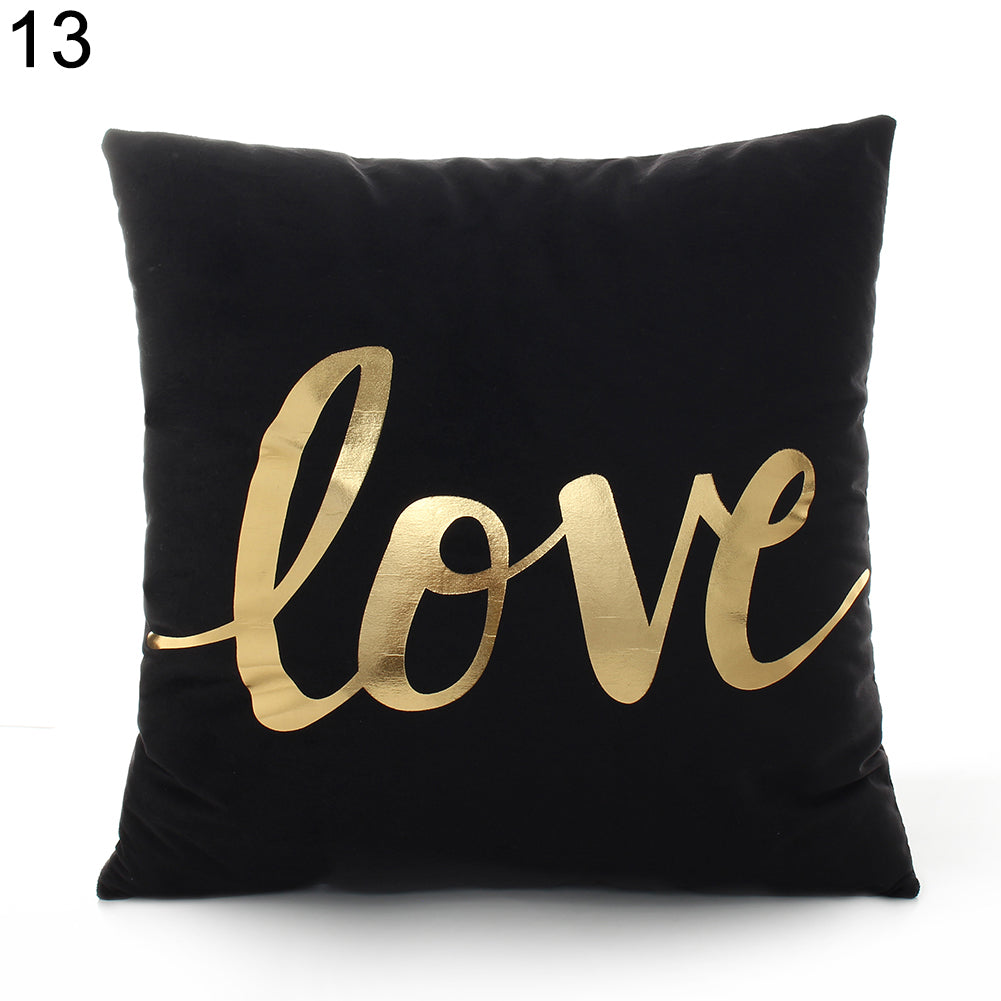 Fashion Bronzing Love Pattern Throw Pillow Case Cushion Cover Home Sofa Decor