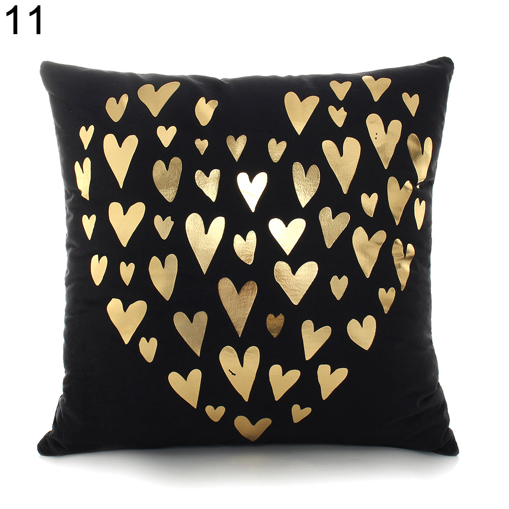 Fashion Bronzing Love Pattern Throw Pillow Case Cushion Cover Home Sofa Decor