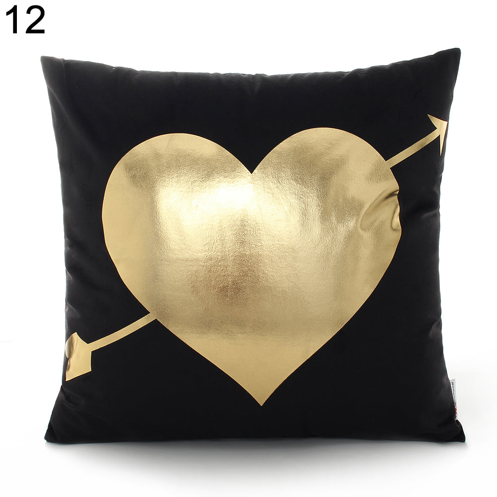 Fashion Bronzing Love Pattern Throw Pillow Case Cushion Cover Home Sofa Decor