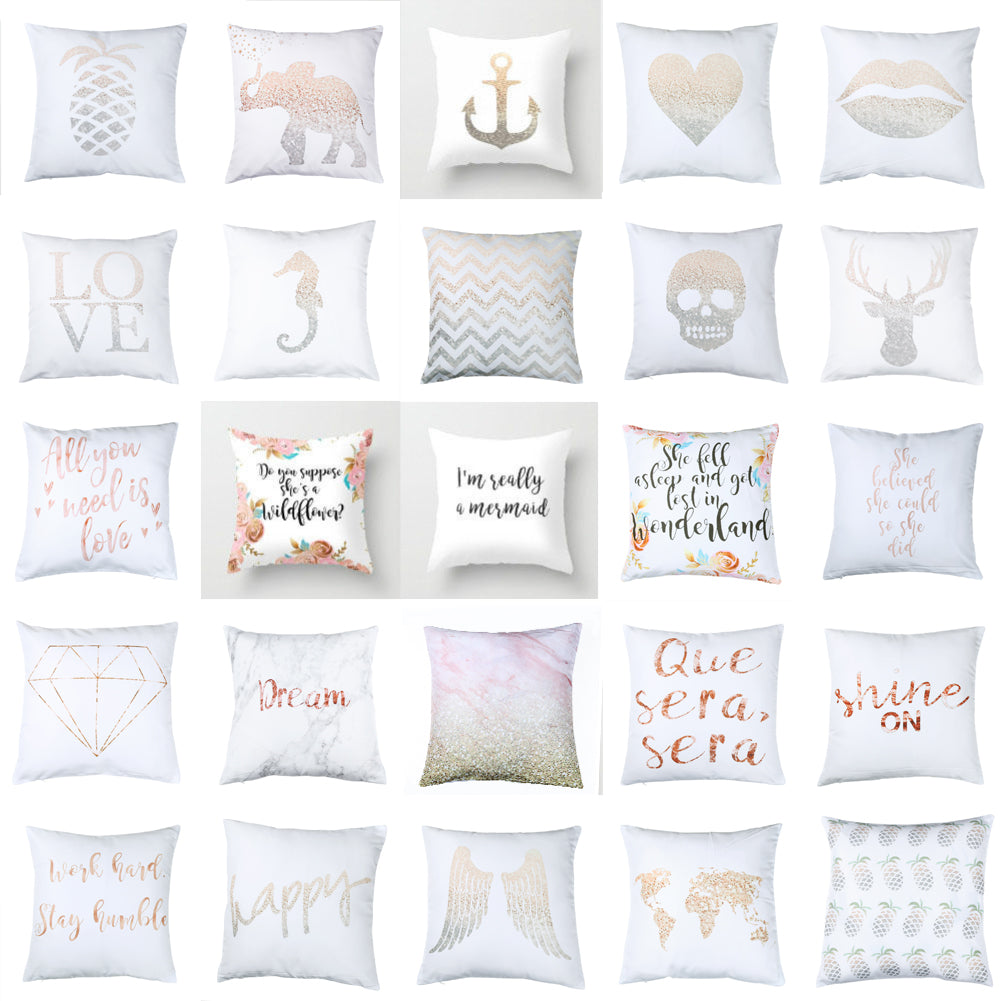 Floral Letter Animal Printed Pillow Case Sofa Car Waist Cushion Cover Home Decor