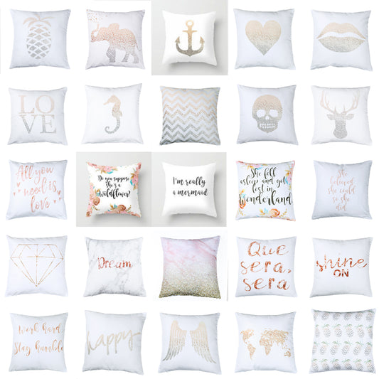 Floral Letter Animal Printed Pillow Case Sofa Car Waist Cushion Cover Home Decor