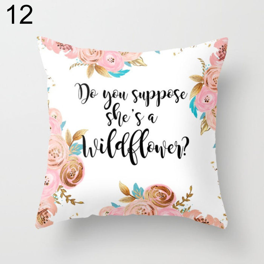 Floral Letter Animal Printed Pillow Case Sofa Car Waist Cushion Cover Home Decor
