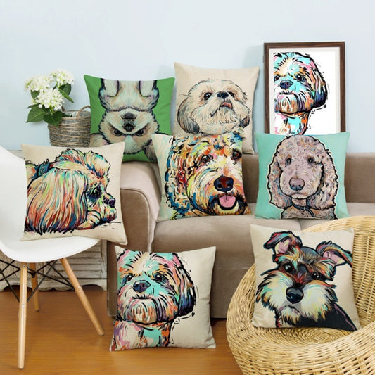 Fashion Cartoon Dog Waist Throw Cushion Cover Linen Pillow Case Home Sofa Decor
