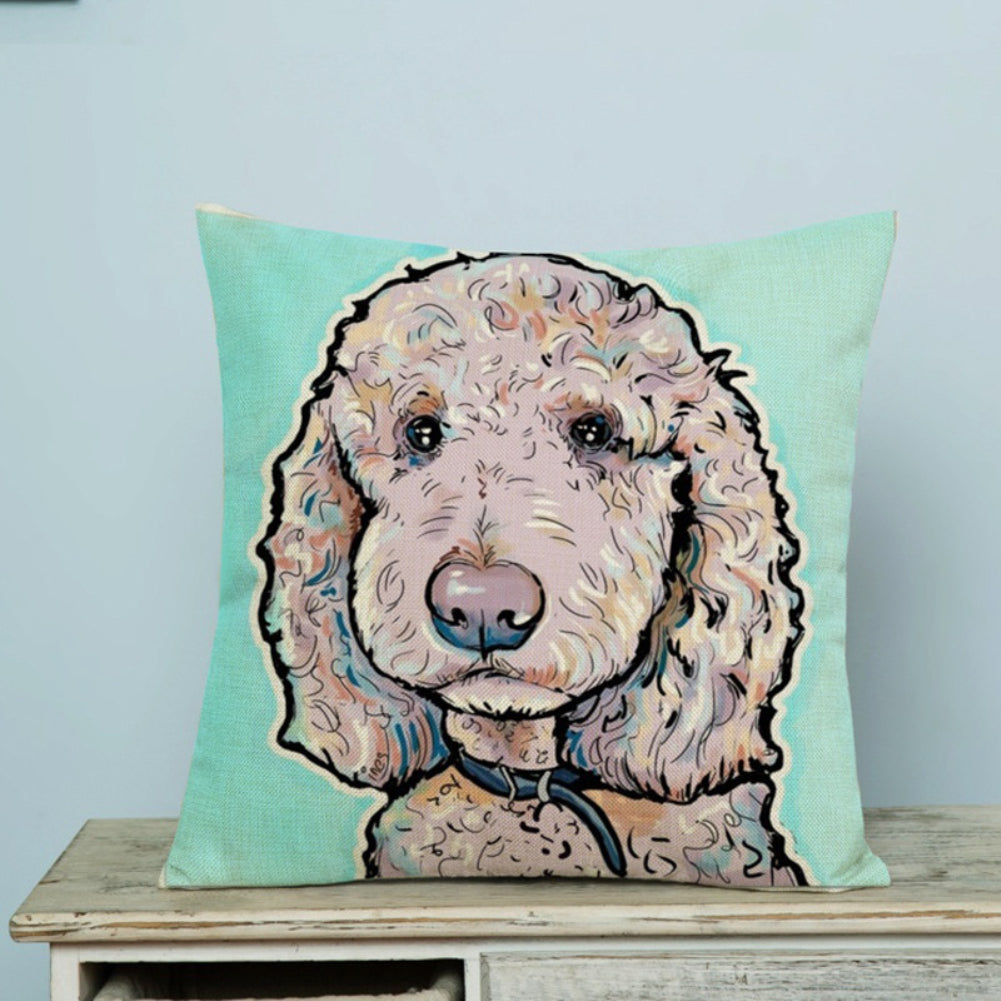 Fashion Cartoon Dog Waist Throw Cushion Cover Linen Pillow Case Home Sofa Decor