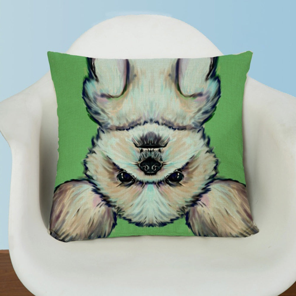 Fashion Cartoon Dog Waist Throw Cushion Cover Linen Pillow Case Home Sofa Decor