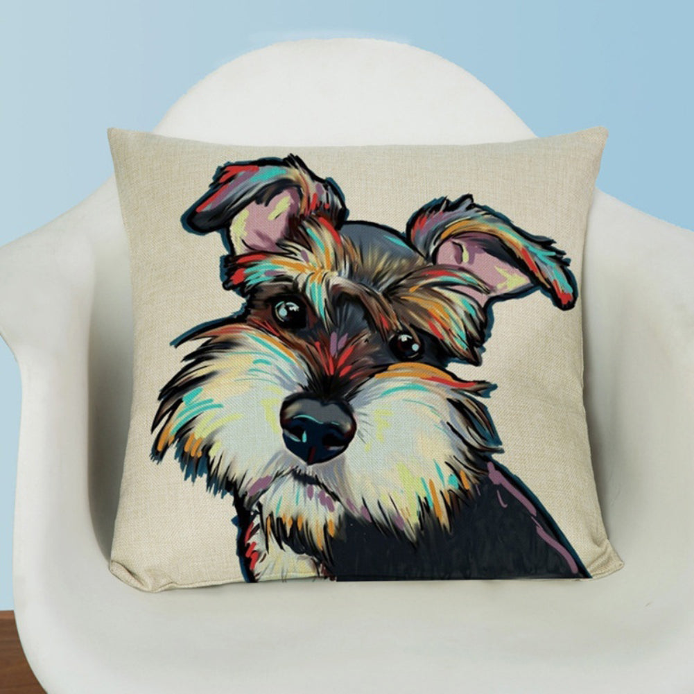 Fashion Cartoon Dog Waist Throw Cushion Cover Linen Pillow Case Home Sofa Decor