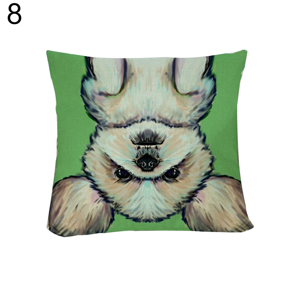 Fashion Cartoon Dog Waist Throw Cushion Cover Linen Pillow Case Home Sofa Decor