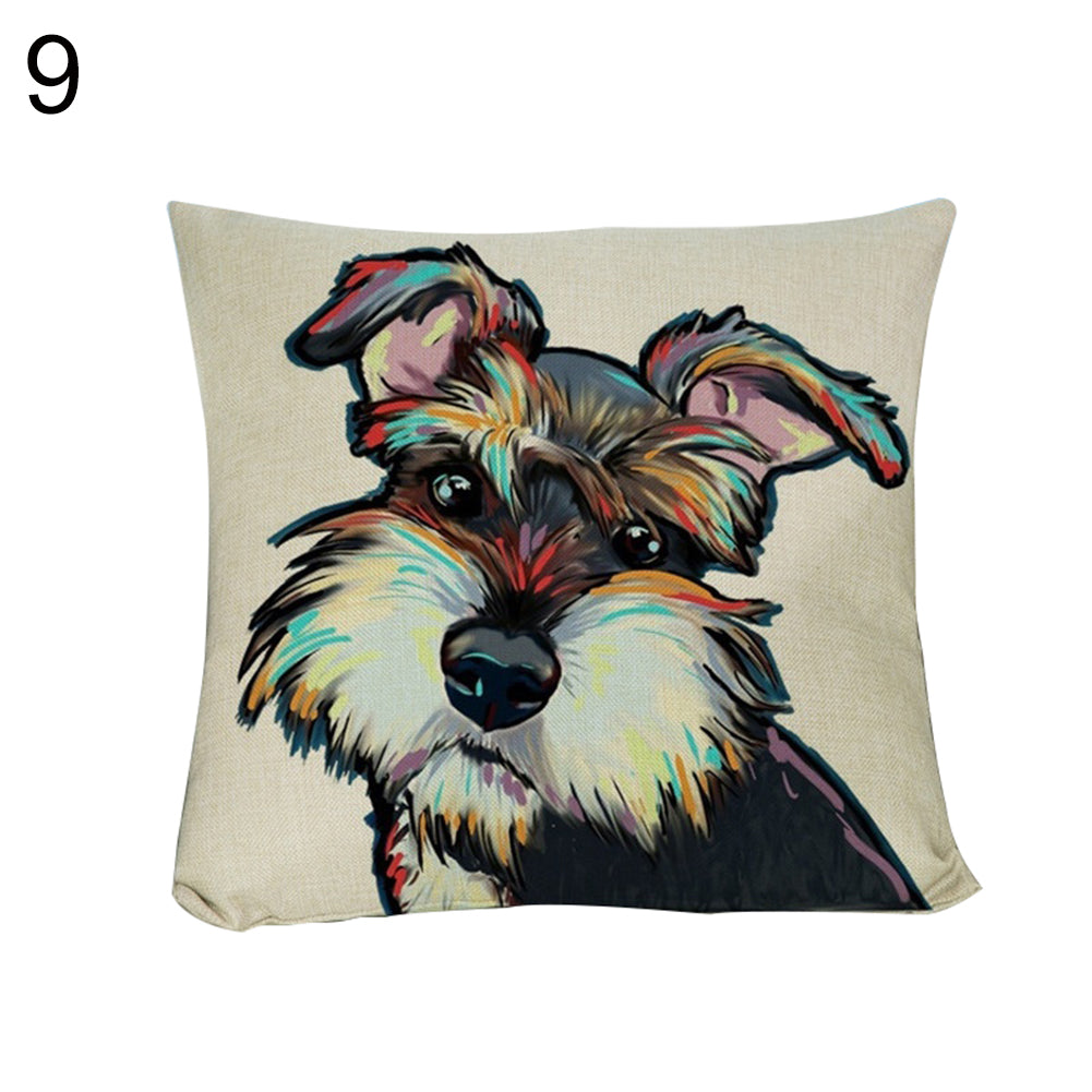 Fashion Cartoon Dog Waist Throw Cushion Cover Linen Pillow Case Home Sofa Decor