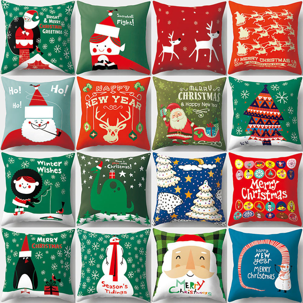 Cartoon Soft Throw Comfortable Cushion Cover Christmas Theme Pillowcase Decor