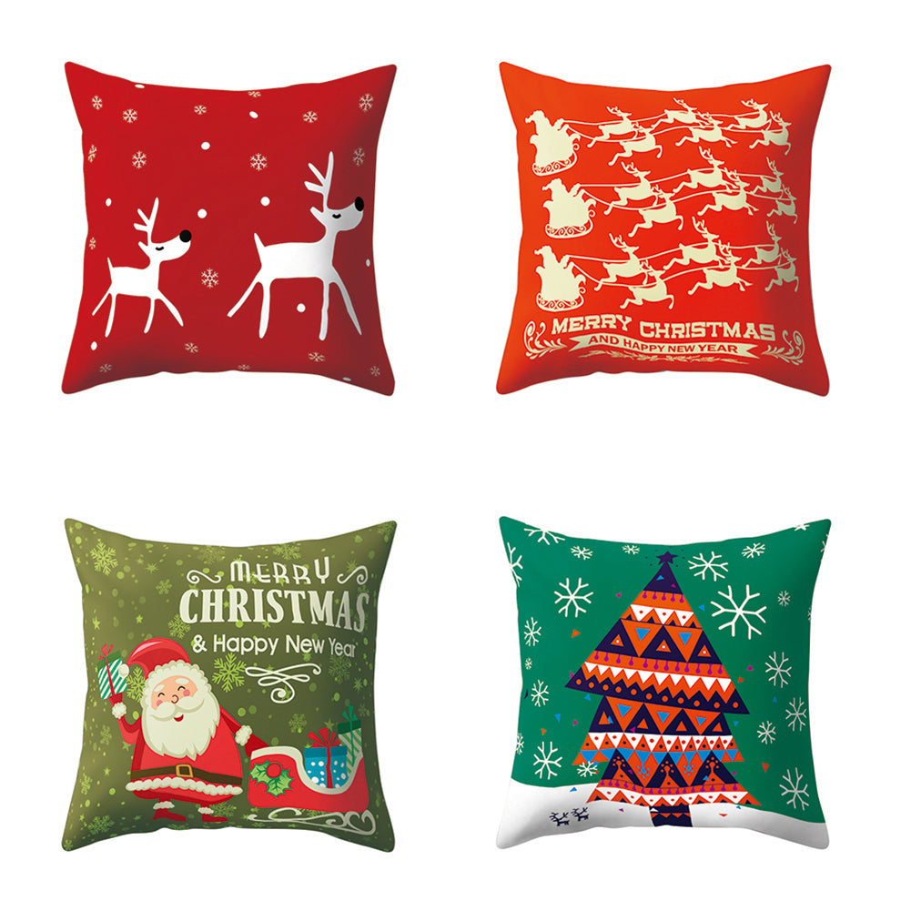 Cartoon Soft Throw Comfortable Cushion Cover Christmas Theme Pillowcase Decor
