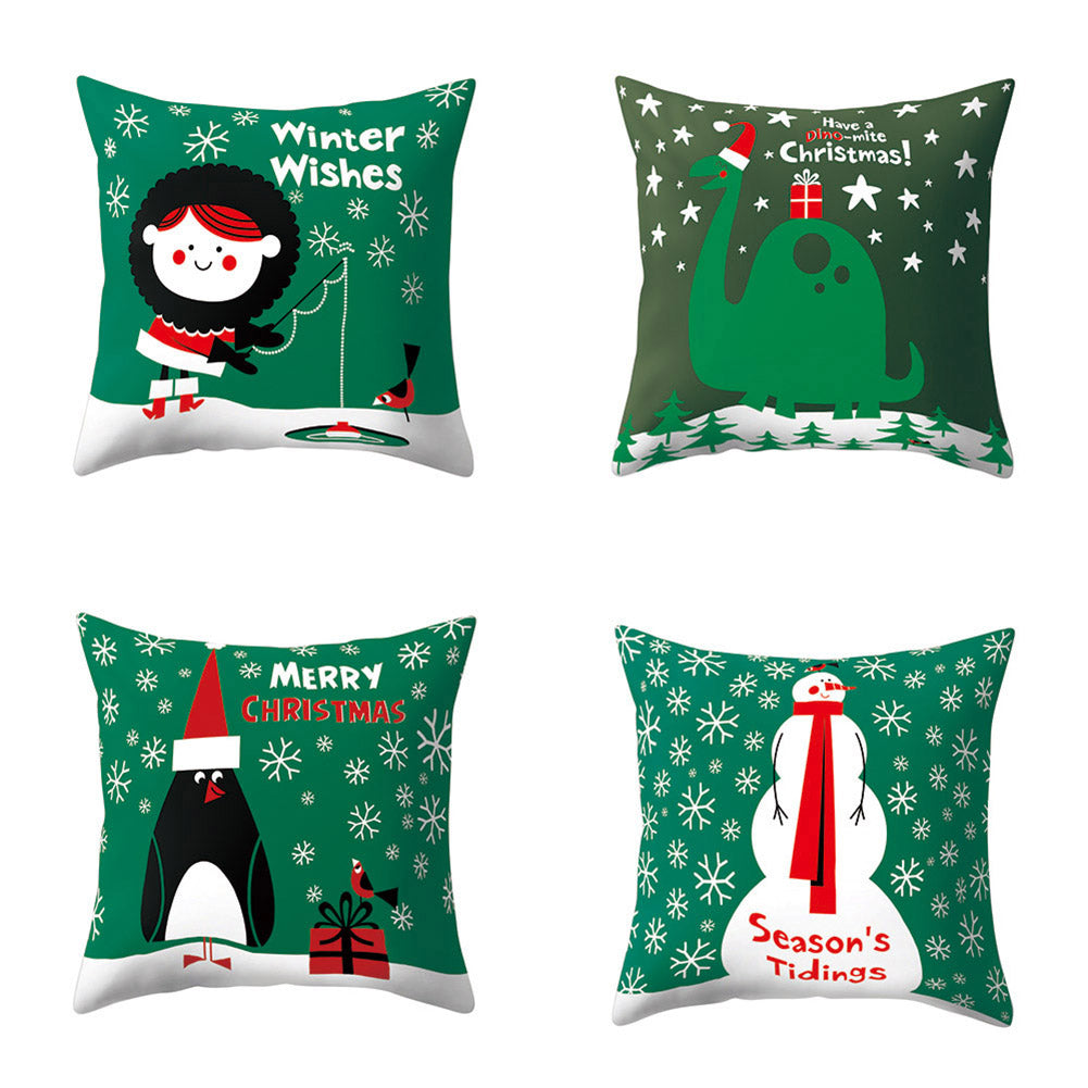 Cartoon Soft Throw Comfortable Cushion Cover Christmas Theme Pillowcase Decor