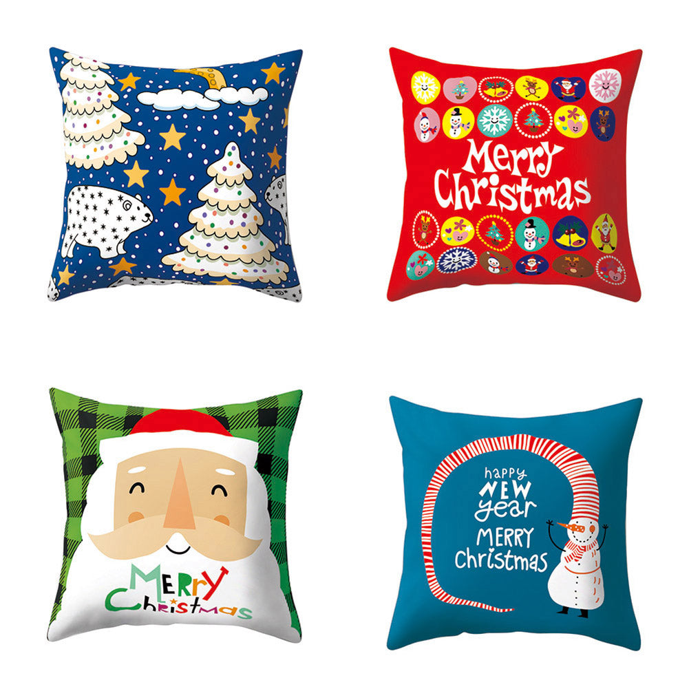 Cartoon Soft Throw Comfortable Cushion Cover Christmas Theme Pillowcase Decor