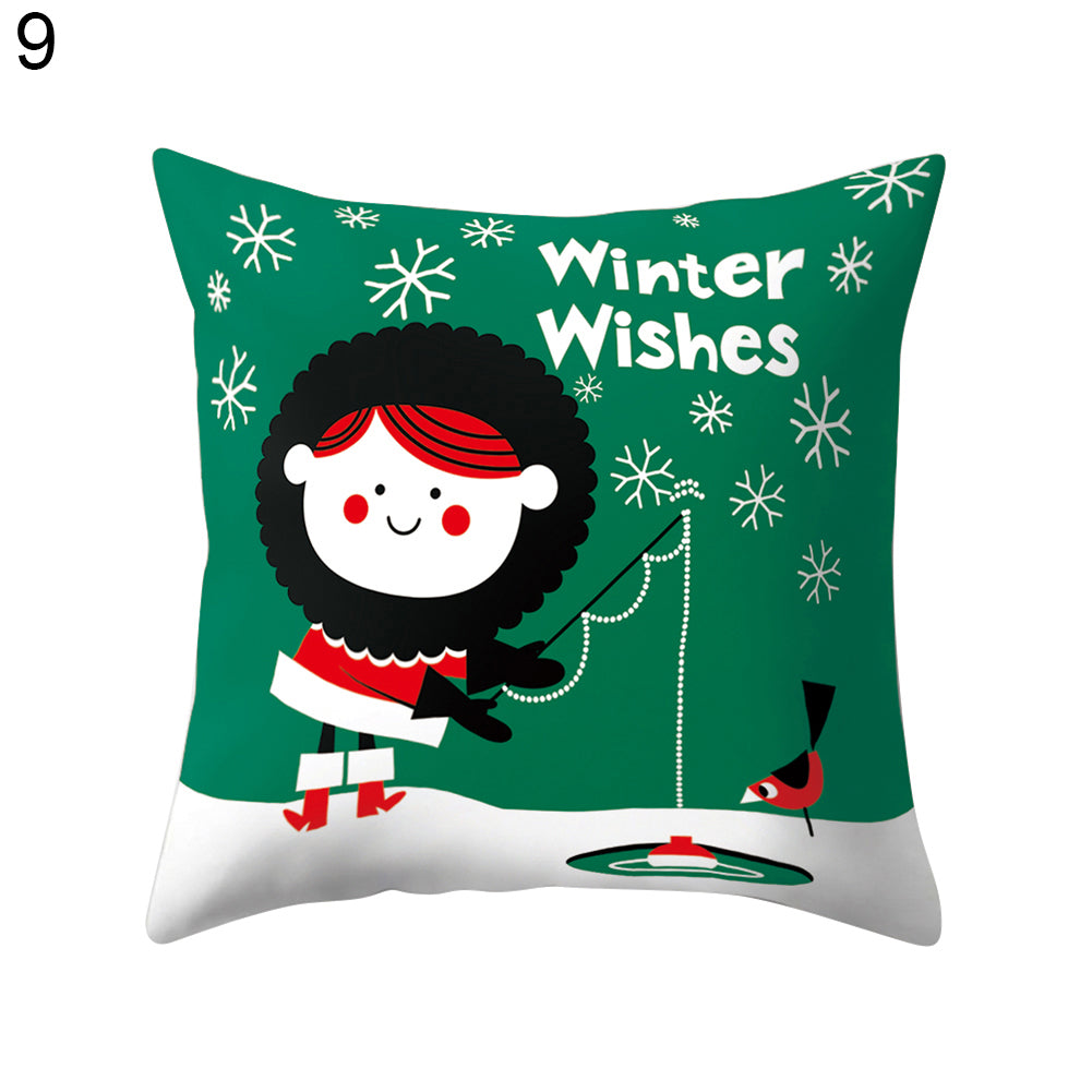 Cartoon Soft Throw Comfortable Cushion Cover Christmas Theme Pillowcase Decor