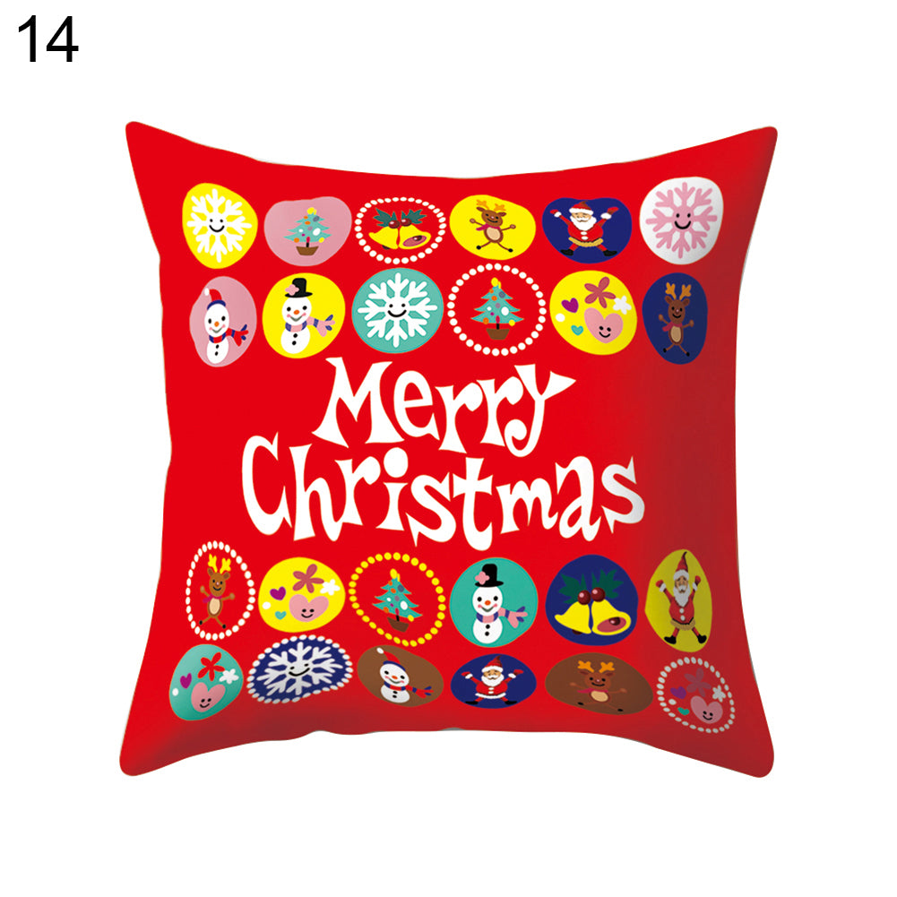 Cartoon Soft Throw Comfortable Cushion Cover Christmas Theme Pillowcase Decor