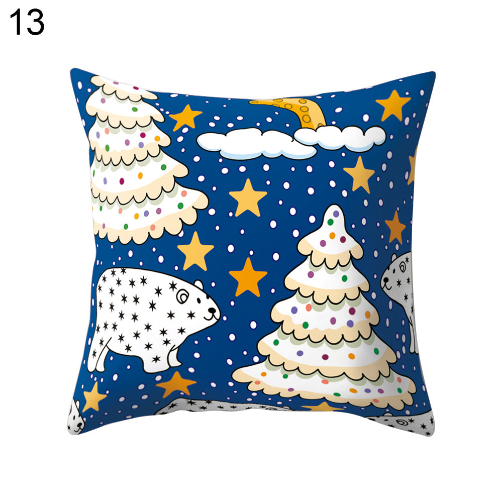 Cartoon Soft Throw Comfortable Cushion Cover Christmas Theme Pillowcase Decor