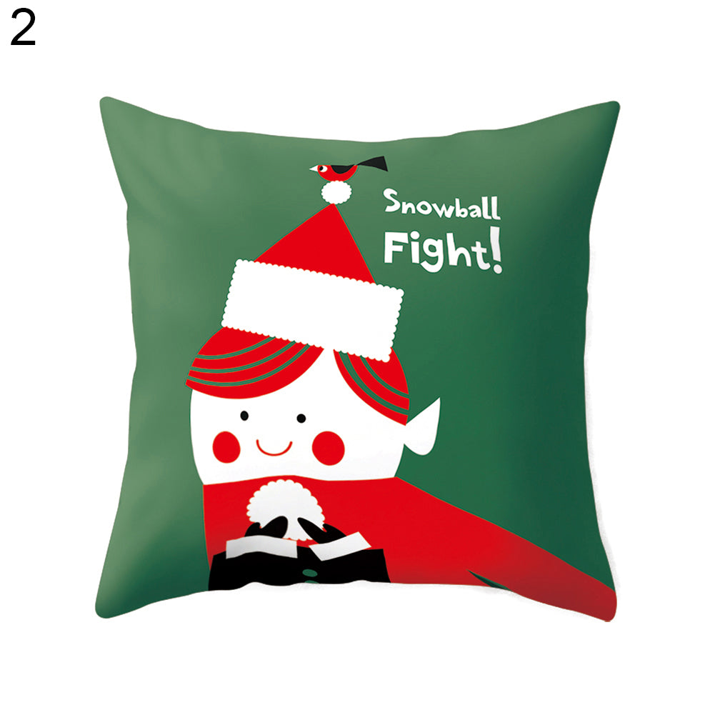 Cartoon Soft Throw Comfortable Cushion Cover Christmas Theme Pillowcase Decor