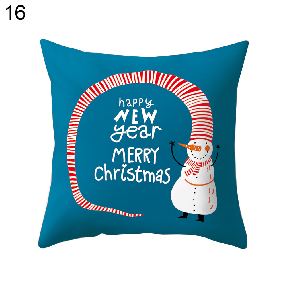 Cartoon Soft Throw Comfortable Cushion Cover Christmas Theme Pillowcase Decor