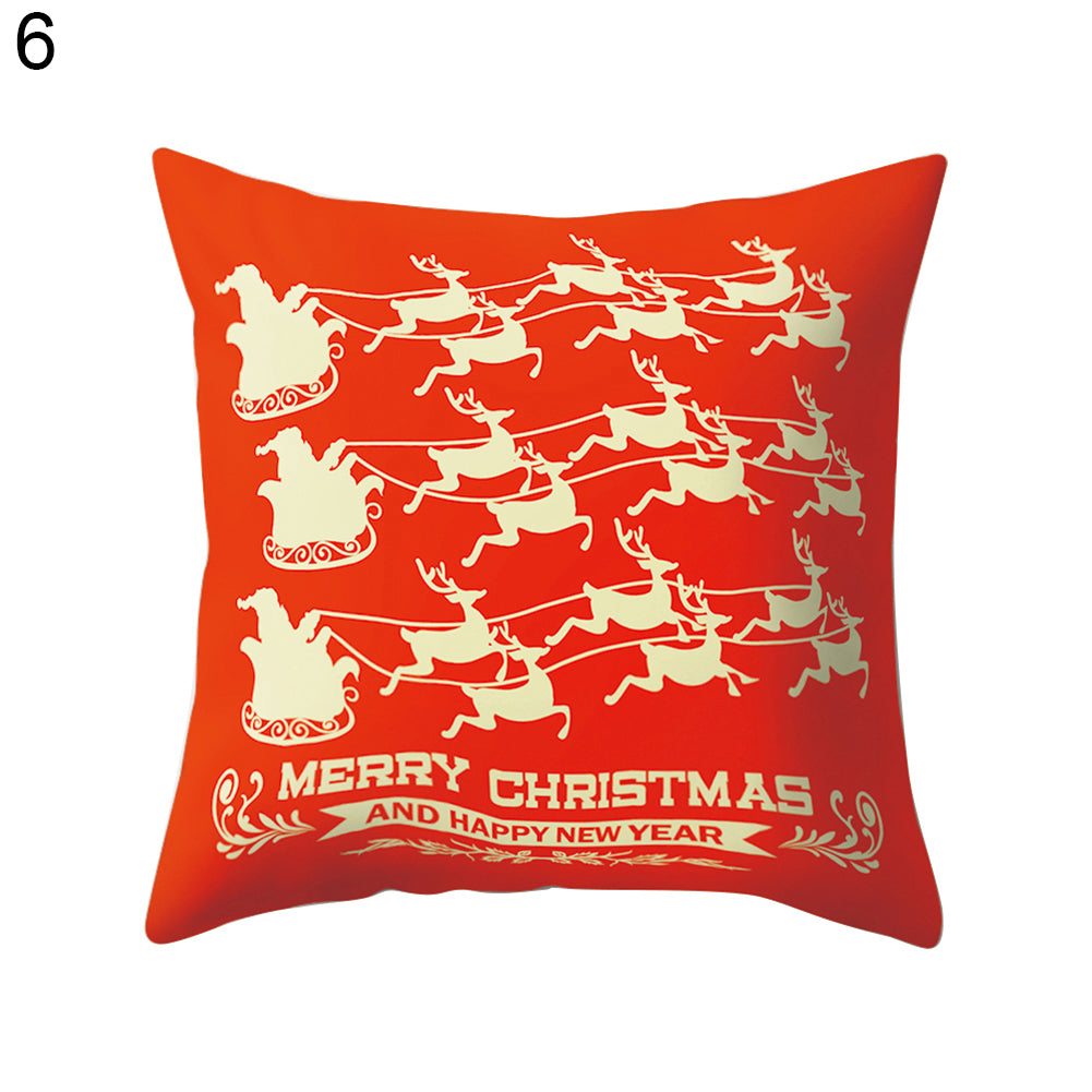 Cartoon Soft Throw Comfortable Cushion Cover Christmas Theme Pillowcase Decor