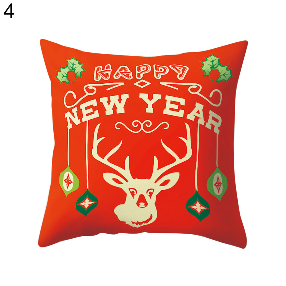 Cartoon Soft Throw Comfortable Cushion Cover Christmas Theme Pillowcase Decor