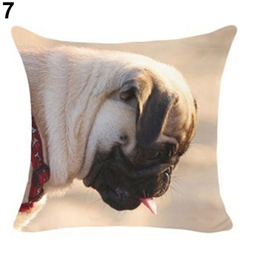Lovely Dog Pug Elk Cat Animal Linen Cushion Decorative Throw Pillow Cover Case