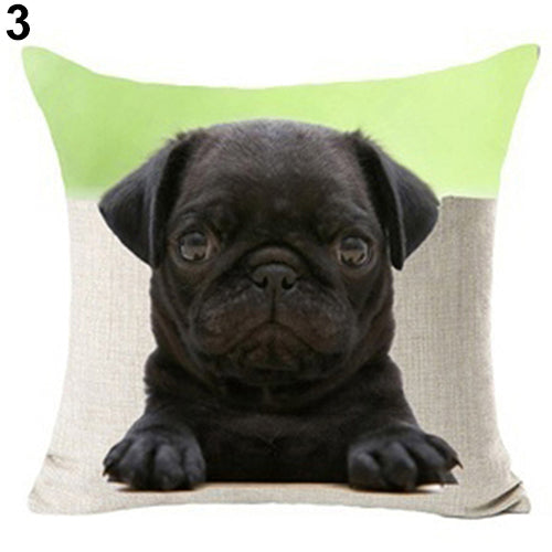 Lovely Dog Pug Elk Cat Animal Linen Cushion Decorative Throw Pillow Cover Case