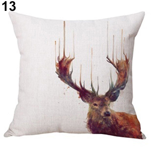 Lovely Dog Pug Elk Cat Animal Linen Cushion Decorative Throw Pillow Cover Case