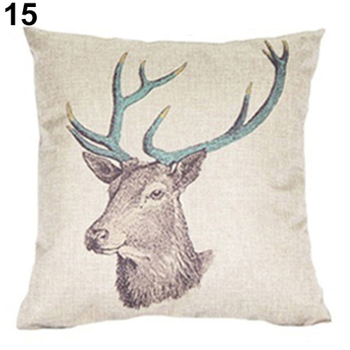 Lovely Dog Pug Elk Cat Animal Linen Cushion Decorative Throw Pillow Cover Case