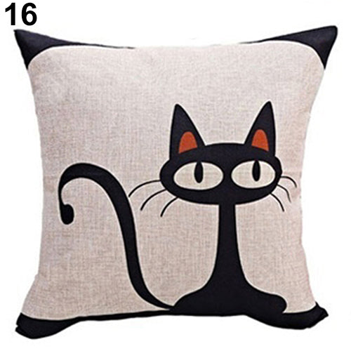 Lovely Dog Pug Elk Cat Animal Linen Cushion Decorative Throw Pillow Cover Case