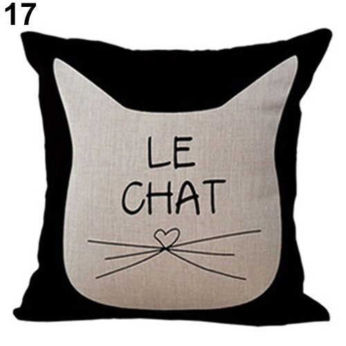 Lovely Dog Pug Elk Cat Animal Linen Cushion Decorative Throw Pillow Cover Case