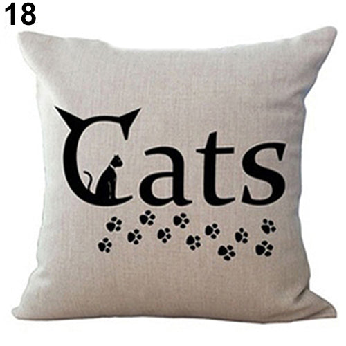 Lovely Dog Pug Elk Cat Animal Linen Cushion Decorative Throw Pillow Cover Case