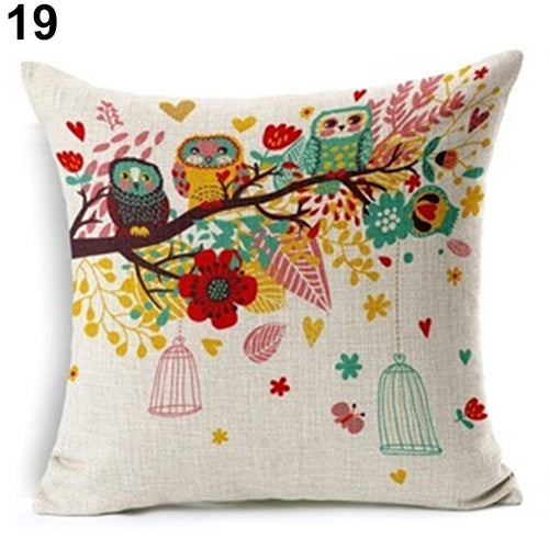 Lovely Dog Pug Elk Cat Animal Linen Cushion Decorative Throw Pillow Cover Case