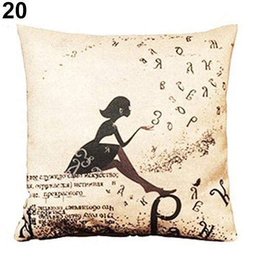 Lovely Dog Pug Elk Cat Animal Linen Cushion Decorative Throw Pillow Cover Case