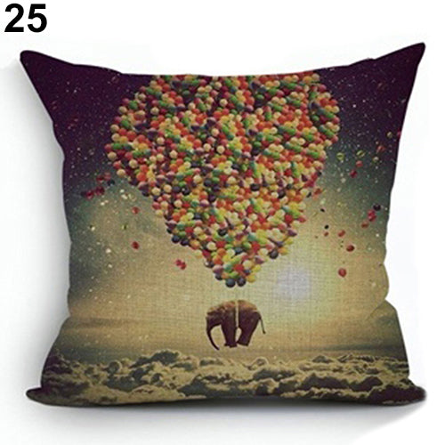 Lovely Dog Pug Elk Cat Animal Linen Cushion Decorative Throw Pillow Cover Case