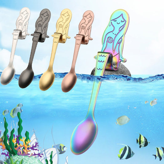 Stainless Steel Beautiful Mermaid Handle Hanging Coffee Spoon for Cup Gift