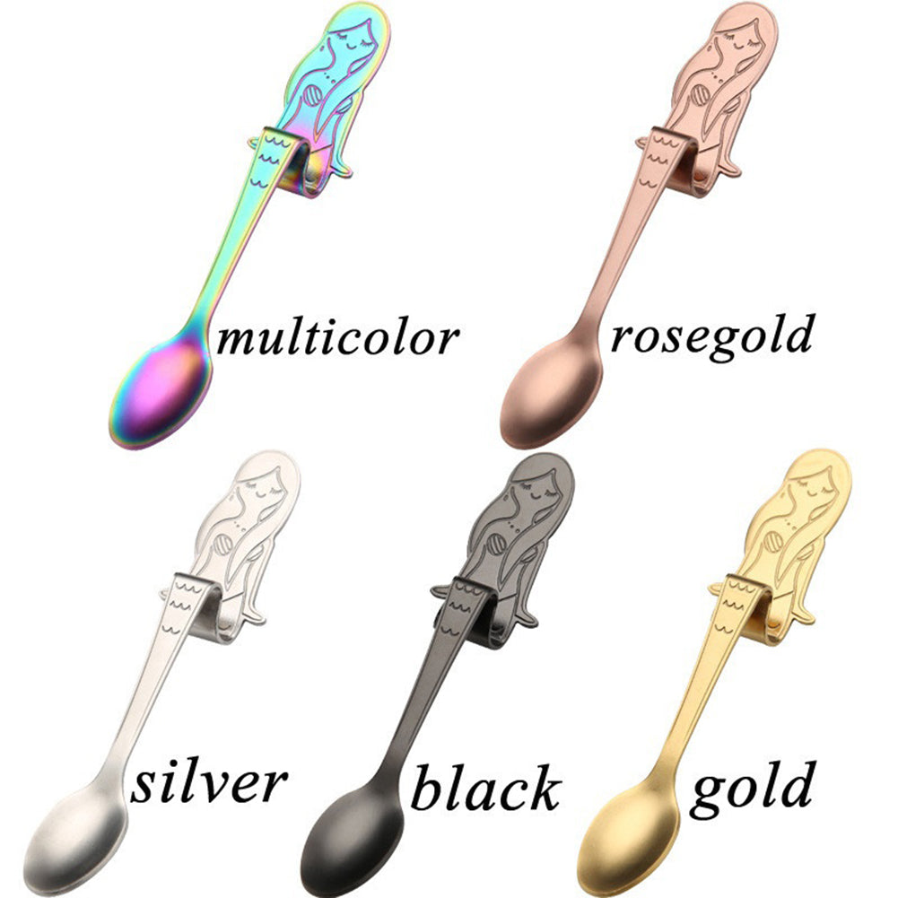 Stainless Steel Beautiful Mermaid Handle Hanging Coffee Spoon for Cup Gift