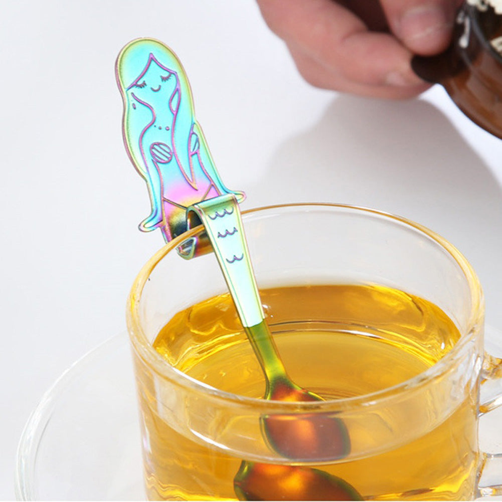 Stainless Steel Beautiful Mermaid Handle Hanging Coffee Spoon for Cup Gift