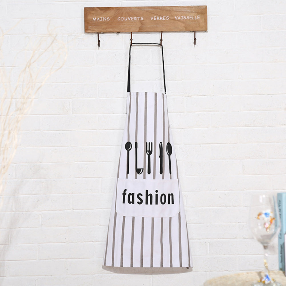 Fashion Household Stripe Cooking Kitchen Cotton Apron Front Pocket Cook Wear