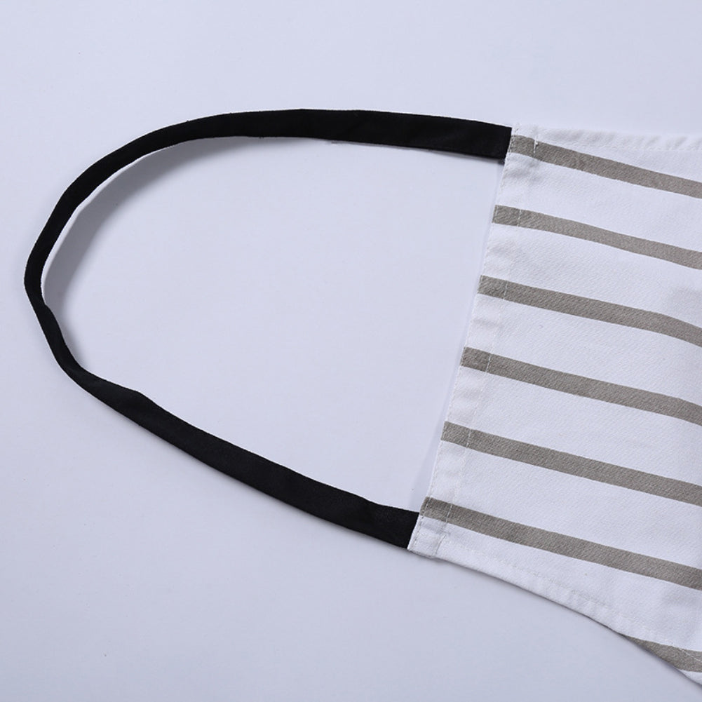 Fashion Household Stripe Cooking Kitchen Cotton Apron Front Pocket Cook Wear