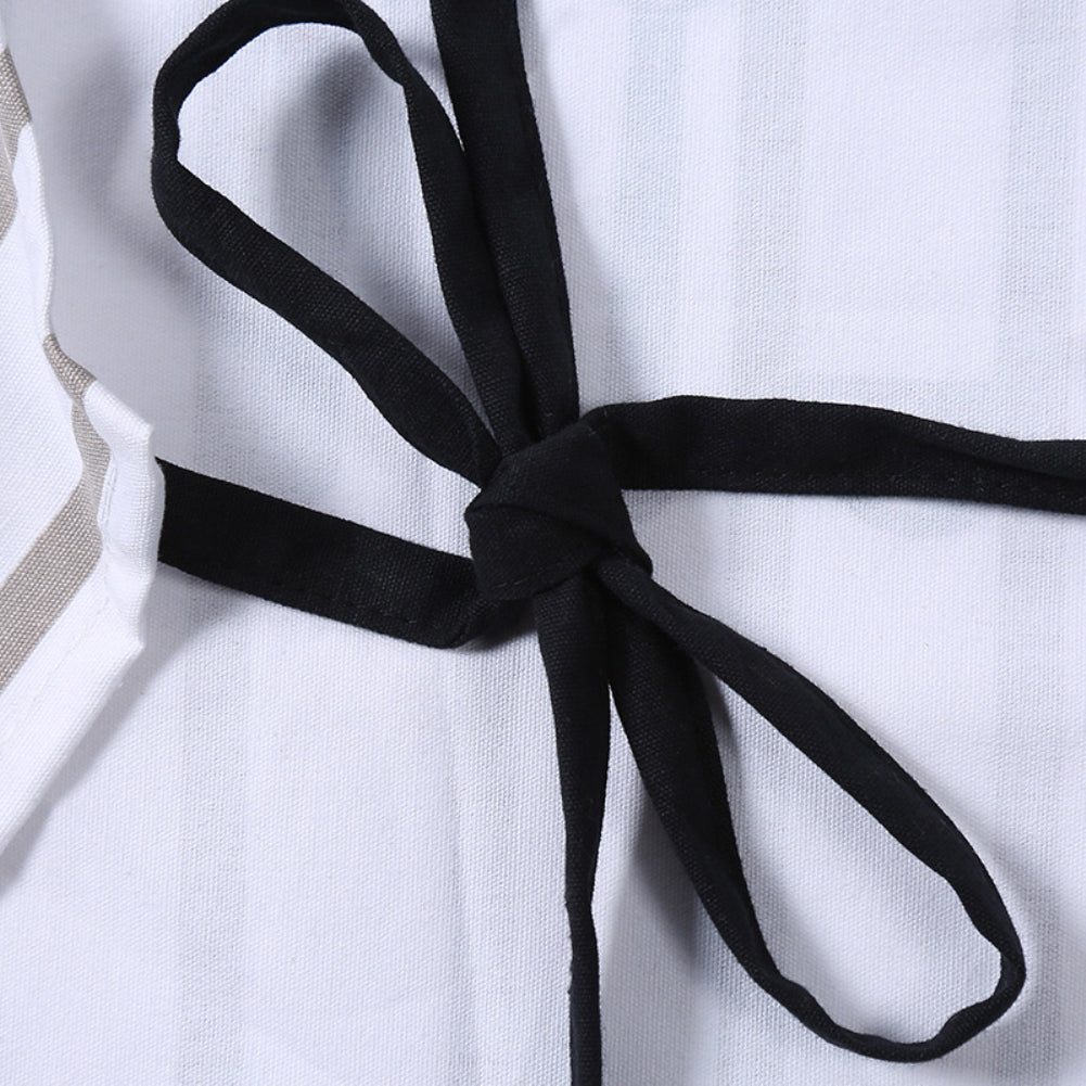 Fashion Household Stripe Cooking Kitchen Cotton Apron Front Pocket Cook Wear