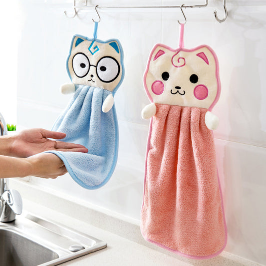 Absorbent Cartoon Thickened Kitchen Hanging Water Towel Washcloth Shower Gift