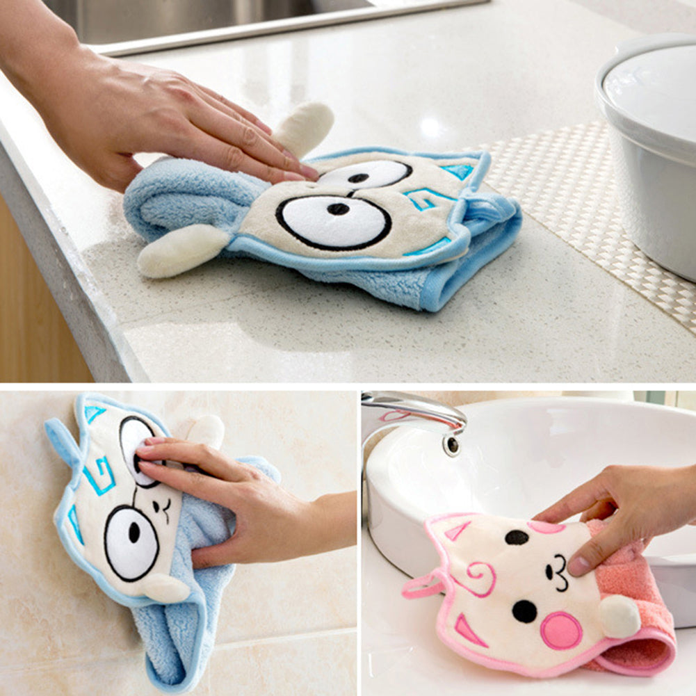 Absorbent Cartoon Thickened Kitchen Hanging Water Towel Washcloth Shower Gift